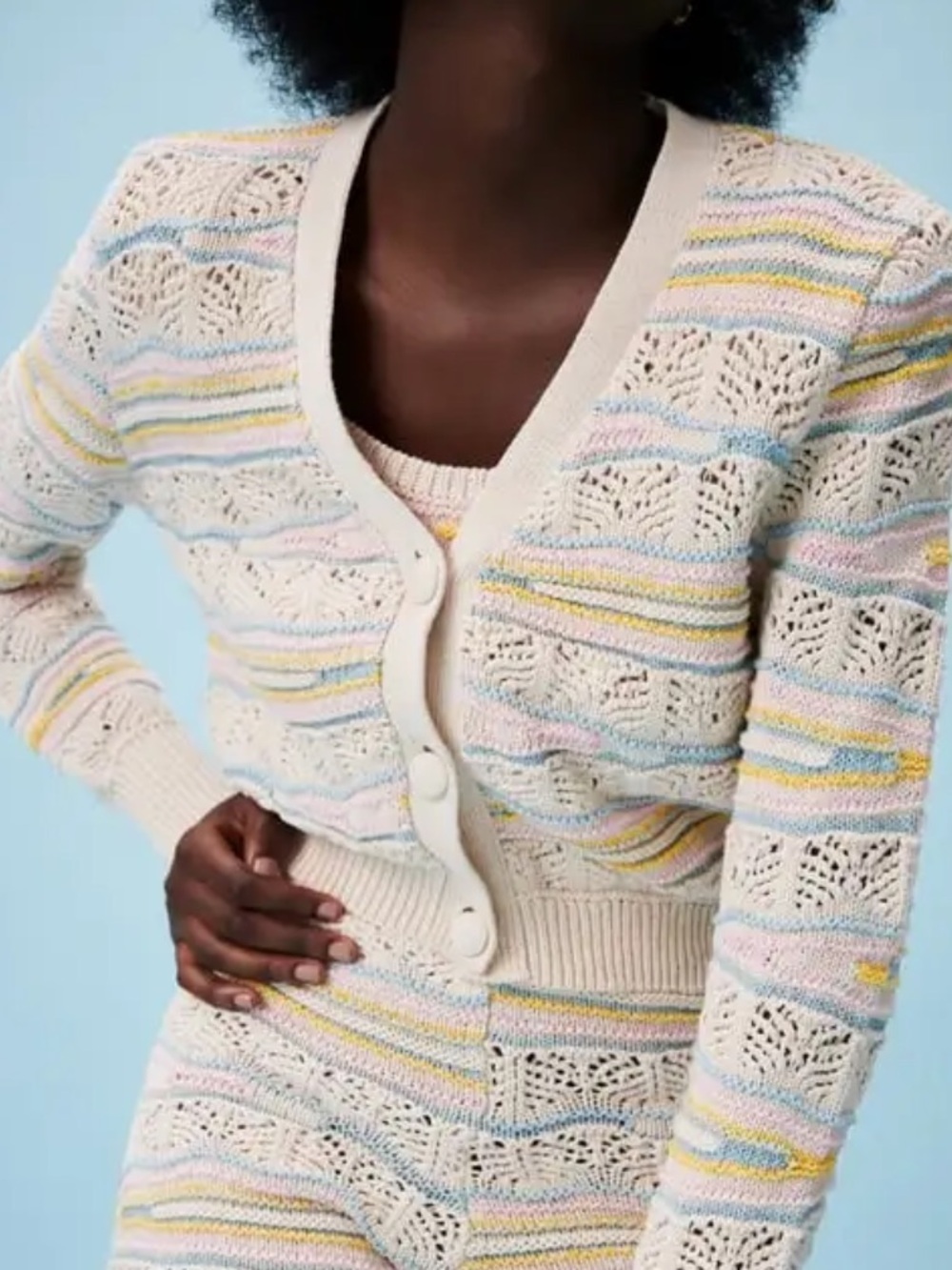 Zara knit colorful striped cardigan